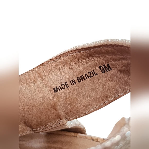 DIANE VON FIRSTENBURG metallic gold/cork slingback sandals, platform, size 9 - Picture 8 of 9